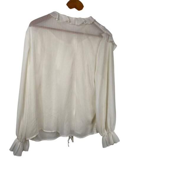 Commense Women's Ruffles Semi Sheer Romantic Fairy Boho Top Ivory Size XL - Picture 2 of 13